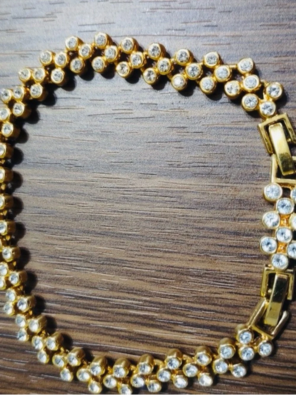 Vintage JBK Gold Tone Clear Rhinestone Tennis Bracelet 7.5” Signed Sparkly
